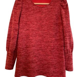 SWEATER Red Cranberry Burgundy Marled Long Sleeve Button Details Size Medium EUC